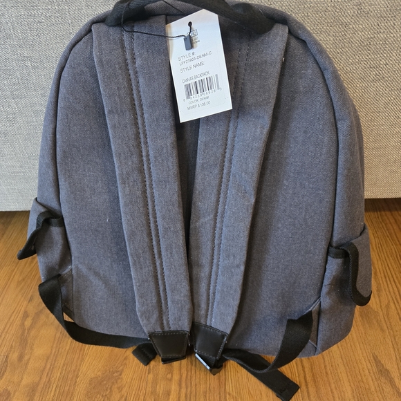 London Fog Gray Canvas Backpack with Black Trim main image 5